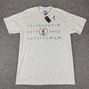 Vintage Hanes Atlanta 1996 Olympics 100 T-Shirt Gray Adult Medium M *